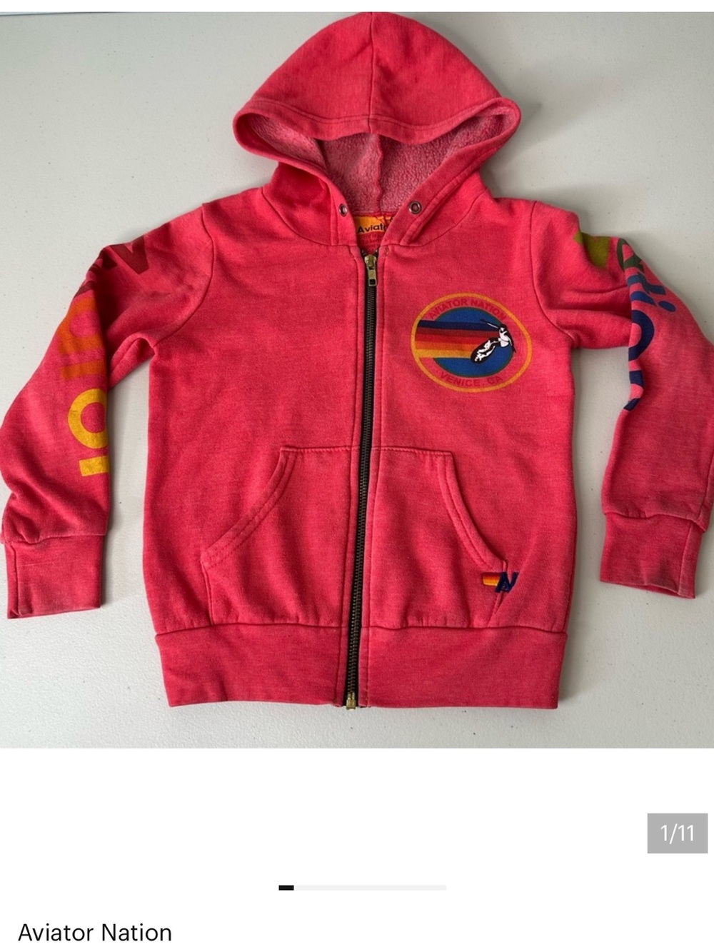 Aviator Nation Kids Hoodie in Red with Multicolor Graphics size 6